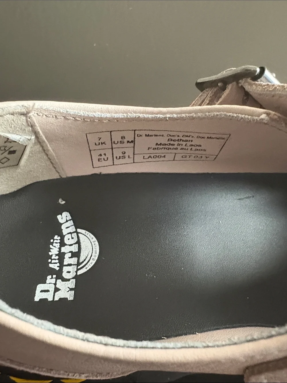 Dr. Martens Airwair Platform Mary Jane Shoes in Pale Taupe